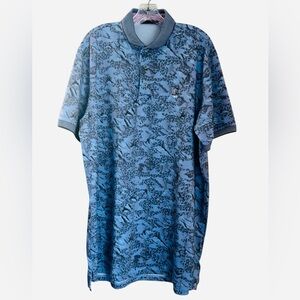 Grayson Golf Polo Shirt Men’s XL Snow Camo Print Heron Blue Athletic Athleisure